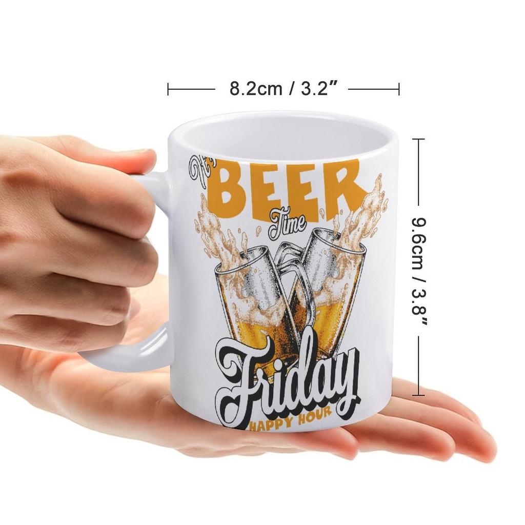 1pc 11oz Ceramic Mug with Double-Sided Art for Beer Fans, Practical Coffee Cup for Home Use, Great Gift for Friends or Family