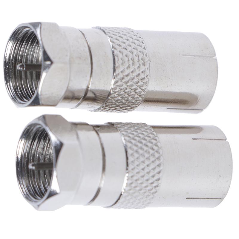 2Pcs F Type Male Plug Connector Socket To Rf Coax Tv Aerial Female Rf Adapters