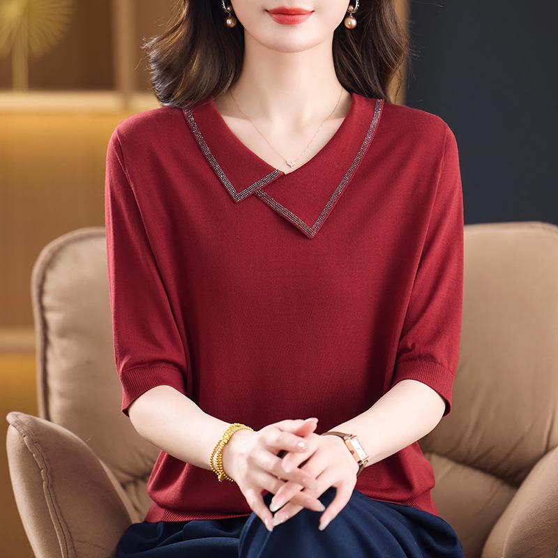 

Lyocell Sweater for Middle-Aged Women – Spring Long-Sleeve, Plus-Size, Tummy-Concealing Base Layer XL [100-115 lbs]