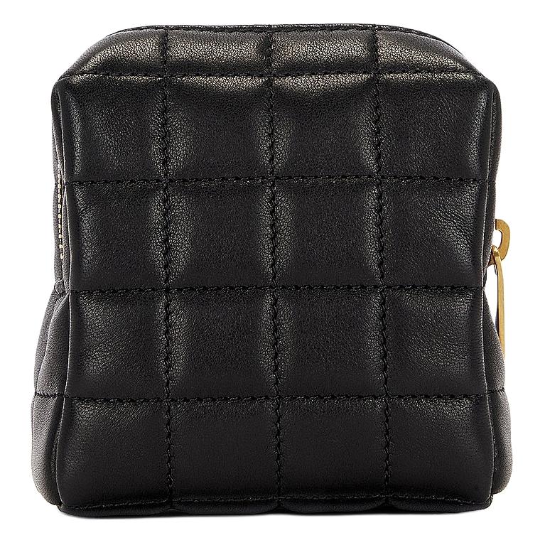 Saint Laurent Ysl Metal Logo Gold Hardware Quilted Leather Clutch Mini Women Clutch Black 778102AABVP1000