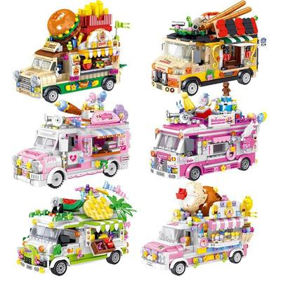Girls Friends Building Blocks Ice Cream Burger Sushi Fruit Dessert Cart Model Bricks City Vocation Vehicle Camping Car Kids Toys