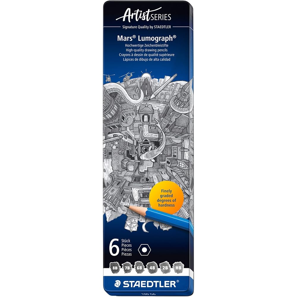 STAEDTLER Pencils 8B 7B 6B 4B 2B HB Marsurmograph Writing Drawing 6 Hardness Set 100 G6