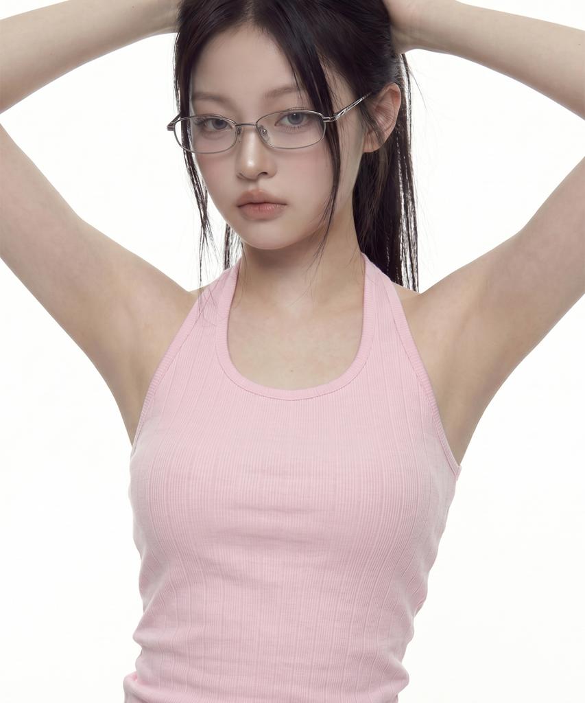 GRAVER [Woman] Ribbed Halter Sleeveless Top_2 Colors