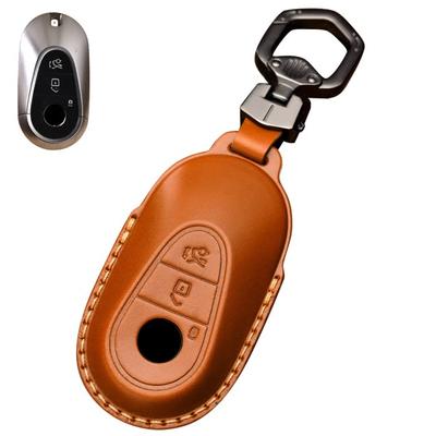 LETINGFAR Key Case for Mercedes-Benz Smart Key Case, Key Cover, Genuine Leather, 3 Buttons,