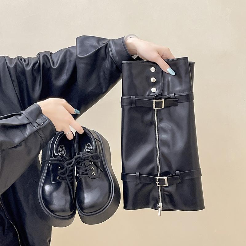 Fashion Side Zipper Leather Boots Women's Platform Removable Boots Single Shoes Maillard But Knee Pant Pants Boots Knight Boots