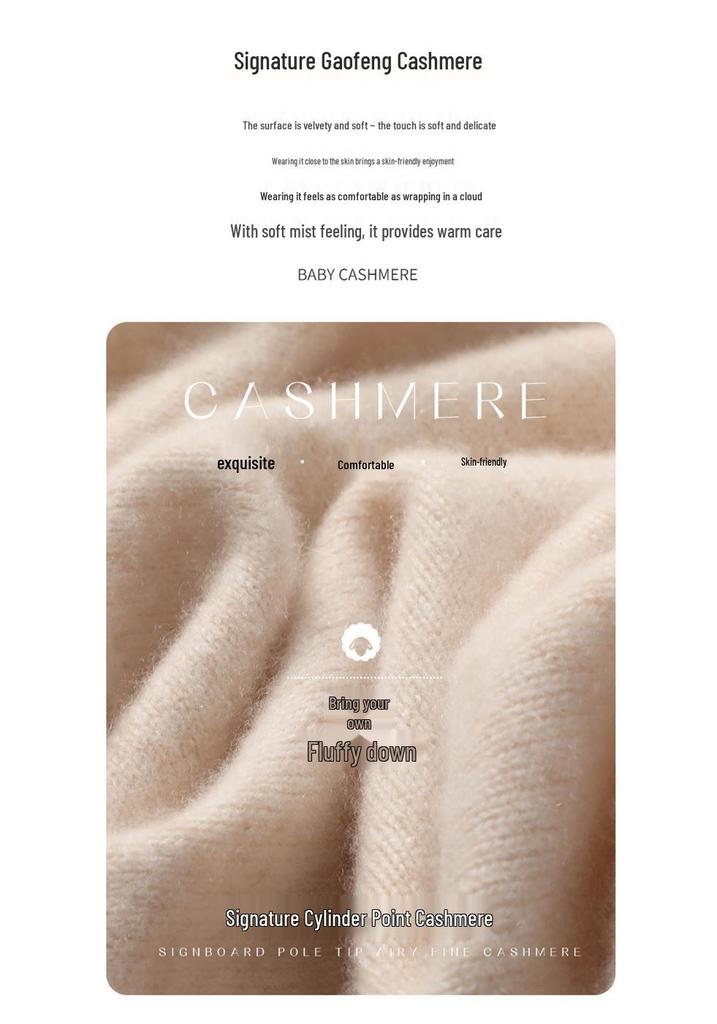 Women's Cloud-Like Cashmere Pullover Sweater - Rolled Hem, Thick, Double-Strand Knit, Half-High Neck
