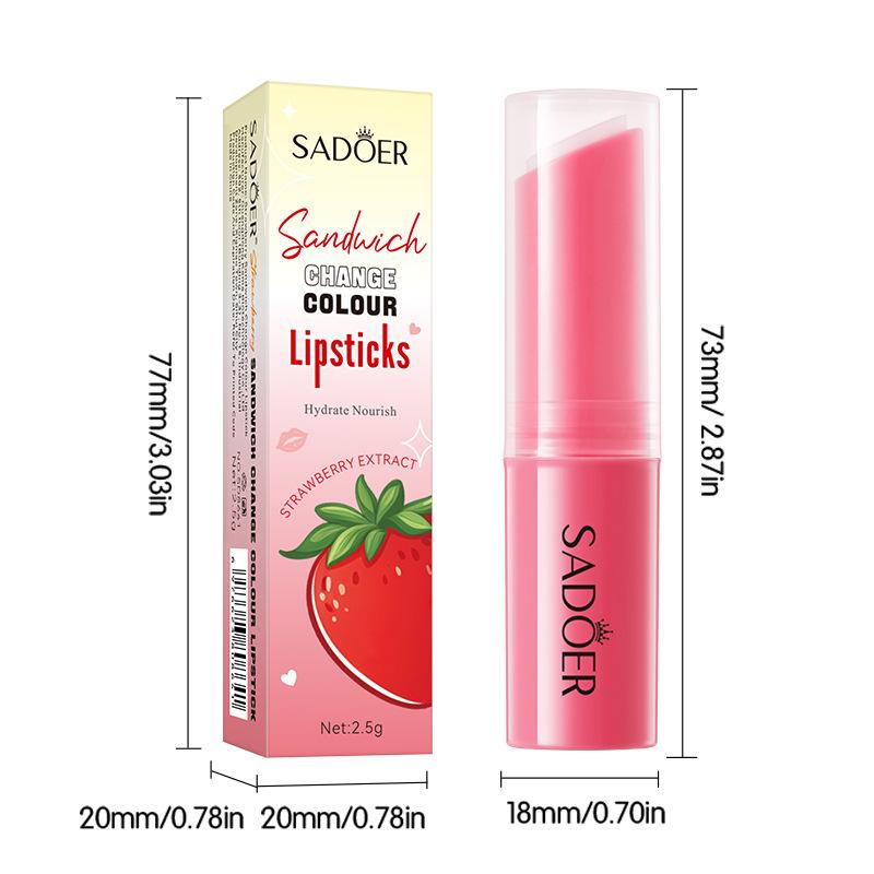 Fruit Sandwich Temperature Lip Balm SADOER Hydrating Moisturizing Temperature Moisturizing Lip Balm