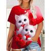 Modisches Damen Rundhals Kurzarm 3D Tier Farbdruck Tier Kurzarm Rundhals T-Shirt