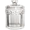 Floral Crystal Glass Relief Flower Candy Dish Swab Box Storage Jar with Lid, 5x3.5 Inches, 8 Oz, 1 Count
