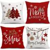 Classic Christmas Festive Elements Versatile Pillow Cover Tree Snow Pattern For Home Party Daily Use