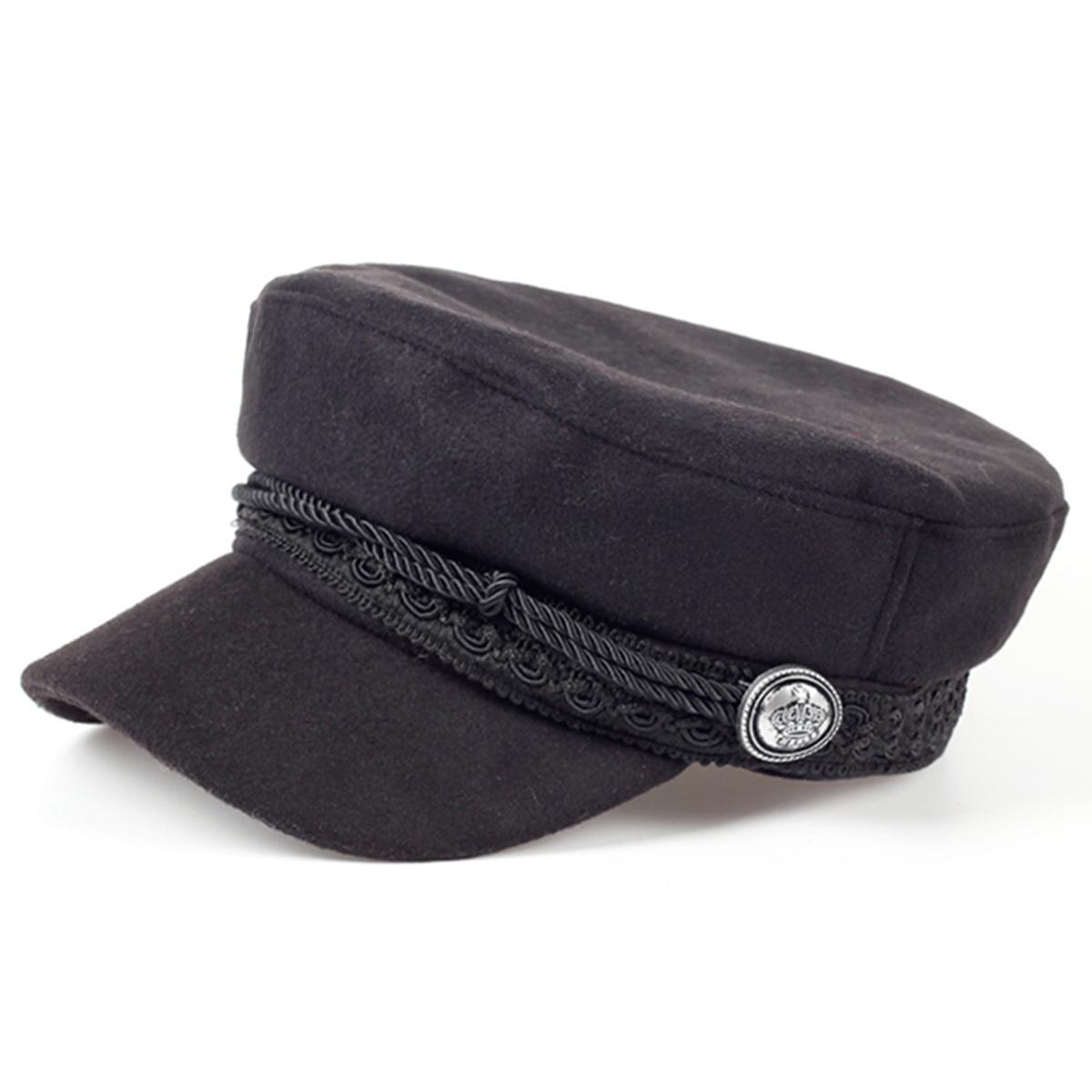 

Зимние женские шляпы Французский стиль Шерстяная шляпа пекаря Крутая черная кепка с козырьком Повседневные береты Кепки газетчика Шляпа художника Gorras чёрный