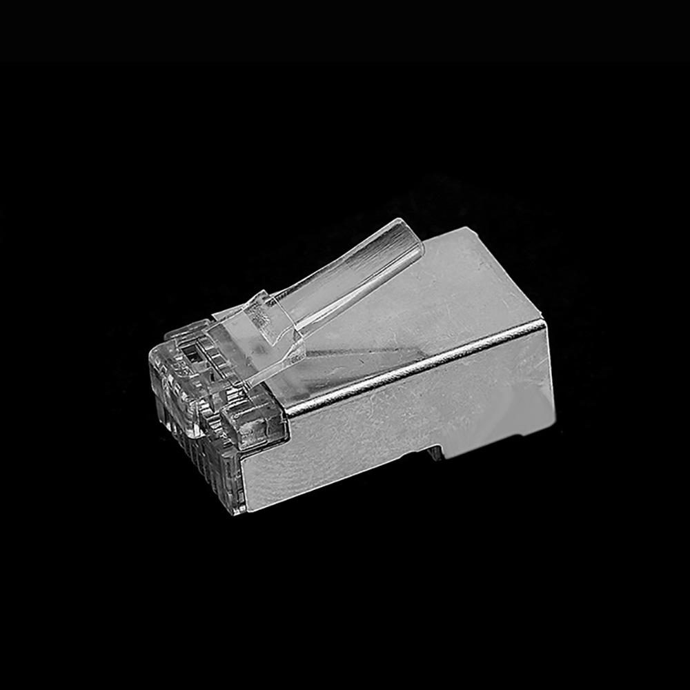 1000Mbps Cat6 Cat5e RJ45 Plug Ethernet Cable Connector Male Lan Network 8P8C STP Shielded Terminals Cat 5 Gold Plated 100pcs