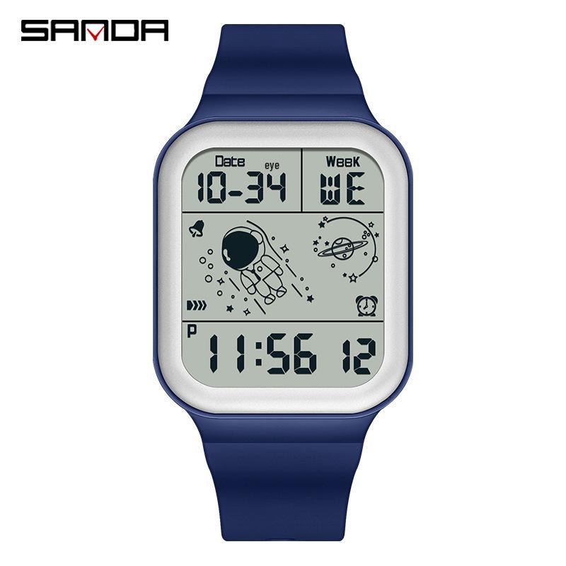 Sanda Astronaut Square Large Screen Unisex Multifunctional Watch with Detachable Strap