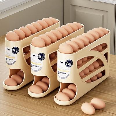 Anti-Drop 4-Tier Automatic Rolling Egg Rack Fresh-Keeping Fridge Egg Dispenser  for Kitchen