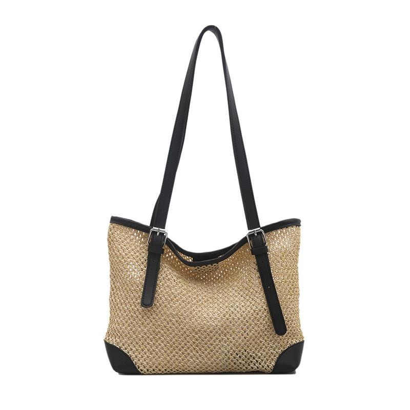 Summer Woven Tote Bag For Women With Magnetic Closure And Inner Pockets For Beach And Casual Wear