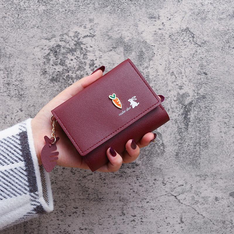 Sweet & Cute Three-Fold Wallet for Female Students: Mini Coin Purse, Fashion Card Holder, Multifunctional Money Clip