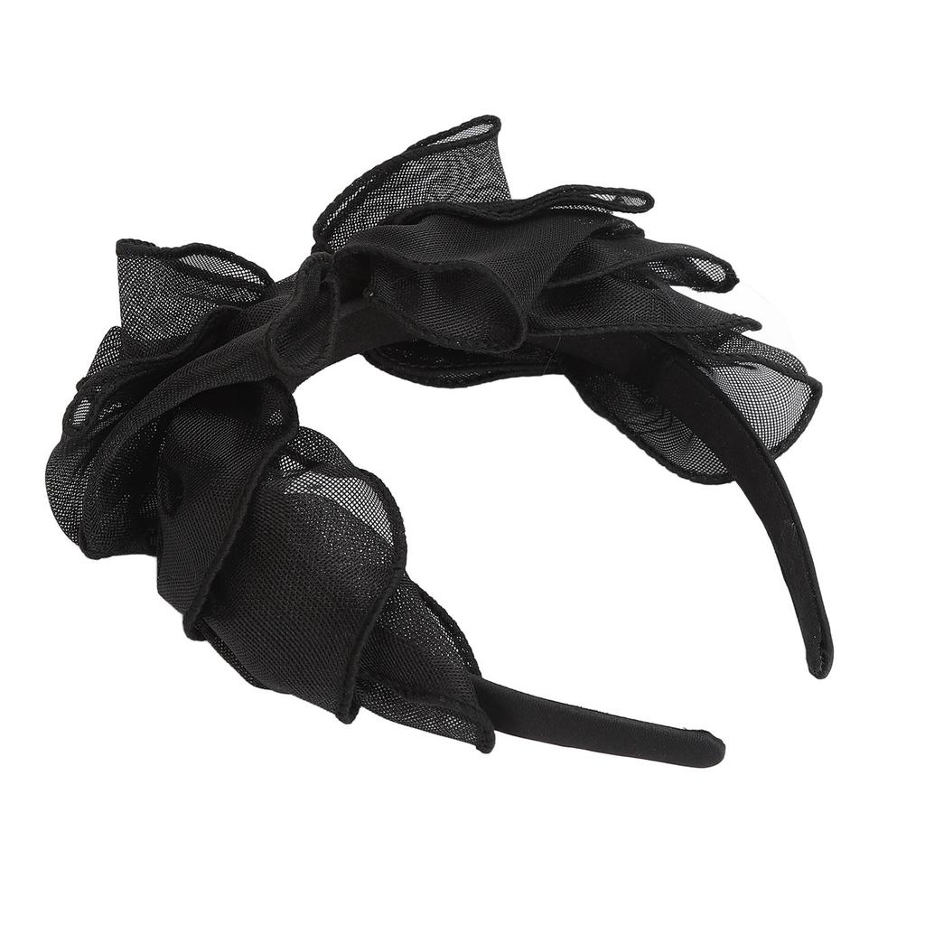 2PCS Black Mesh Bow Headband Fashionable Comfortable Princess Bow Headband for Women Bow Hairband Hair Accessories