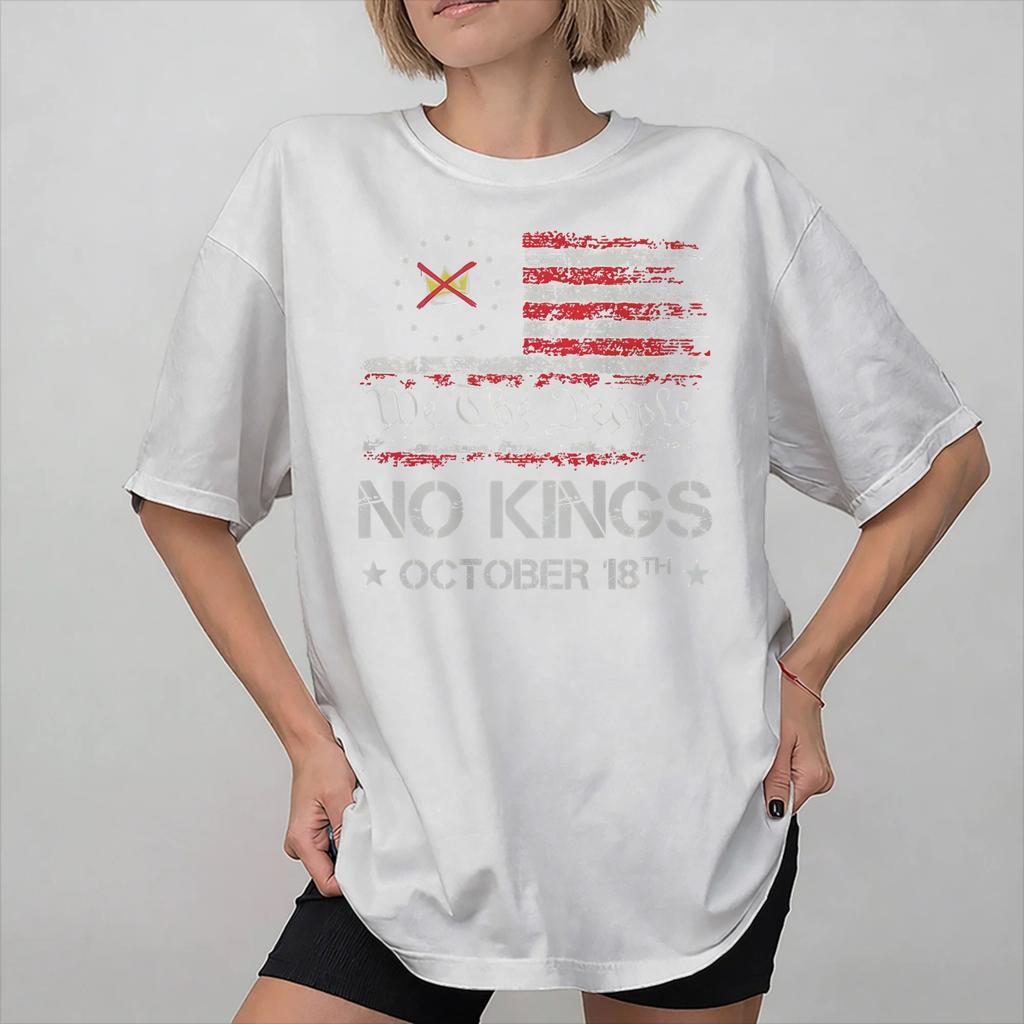 Printed No Kings In America T Shirt for Unisex Women Cotton Tee Shirt Short Sleeve Clothing