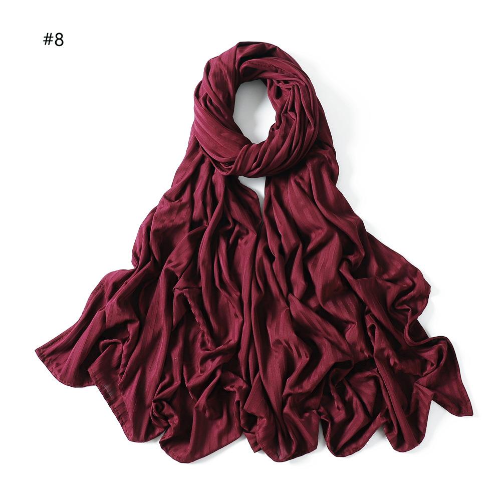 Plain Turbans Striped Line Jersey Hijab Scarf Thick Modal Wrap Elastic Shawls High Quality Foulards Muslim Head Snood 175*70Cm