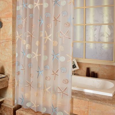 Shower Curtain Starfish Partition Fresh Seaside Style Waterproof Mildew PEVA Curtain