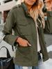 Women's Military Utility Anorak Jacket Zip Up Snap Button Parka Coat with Pockets