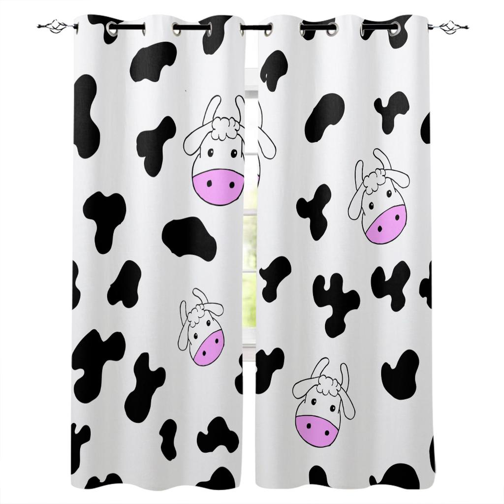 Cow Texture Kitchen Curtains Bedroom Decor Items Curtain Panel Window Curtains for Living Room