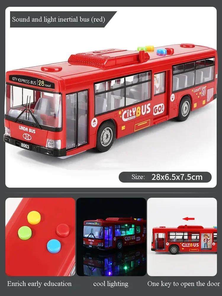 Vysoce kvalitní simulační autobus Velké velikosti odolný proti pádu Lehká hudba Model autobusu se setrvačností Zatahovací auto Vzdělávací hračky Dárky