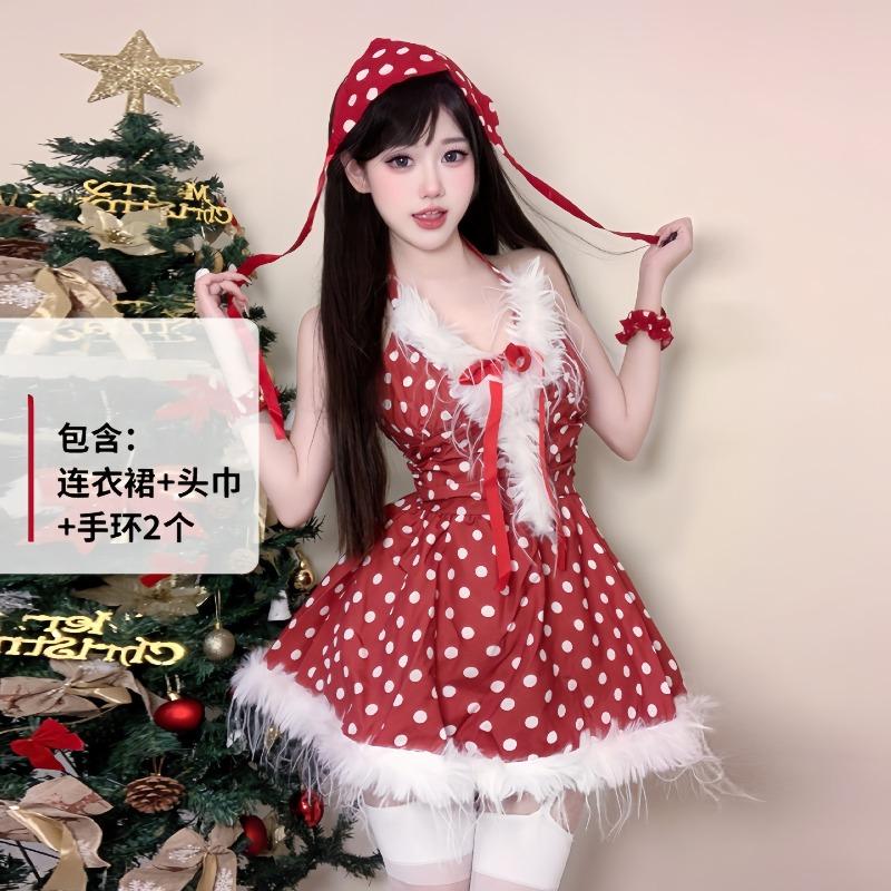 Sexy new year's day christmas uniform sexy lingerie velvet nightdress cosplay new c robe suit