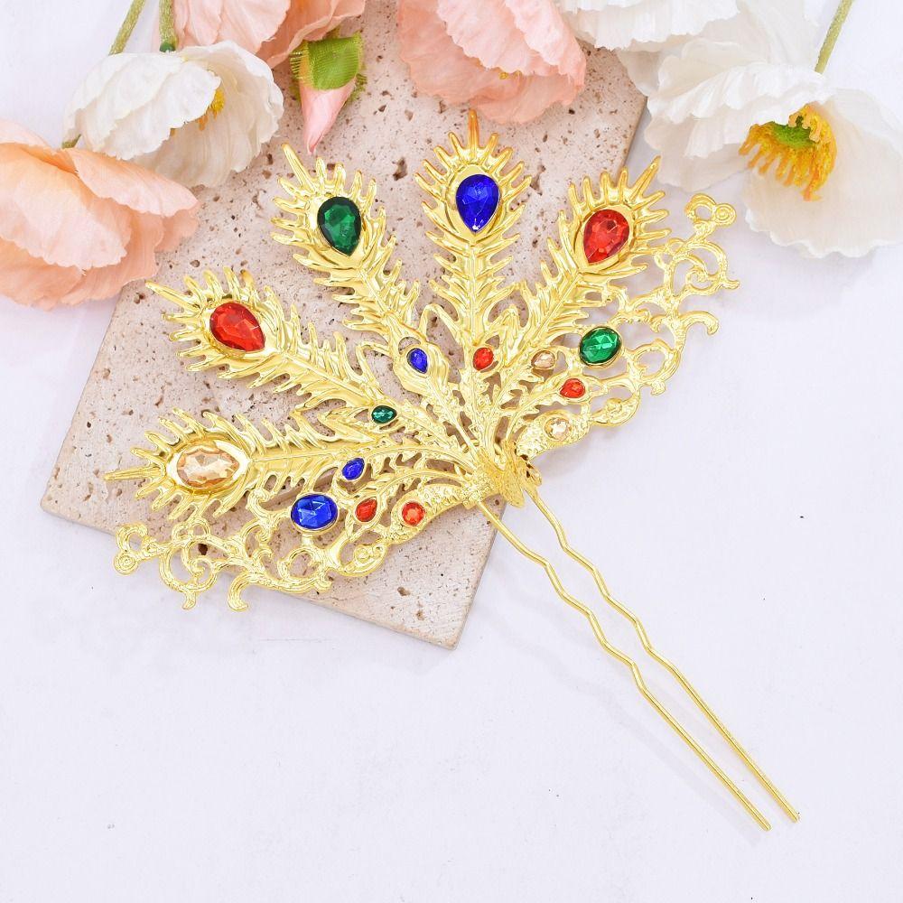 Gold Thai Hair Sticks Silver U-shaped Hair Fork Vintage Thai Metal Leaves Hairpin  Festival