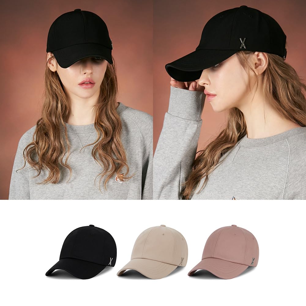 Silver stud over fit ball cap Black [VARZAR]