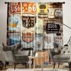 2 st Retro US Route 66 Skylt Tryckta Gardiner, Designade för Ljusfiltrering, Kvalitetsmaterial, Idealiska för Hemfönster i Vintage Stil