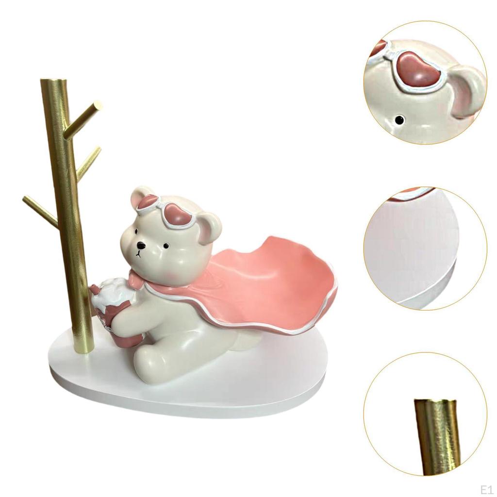 Bear Figurine Modern Decorative Entrance Key Holder for Watch Rings Tabletop