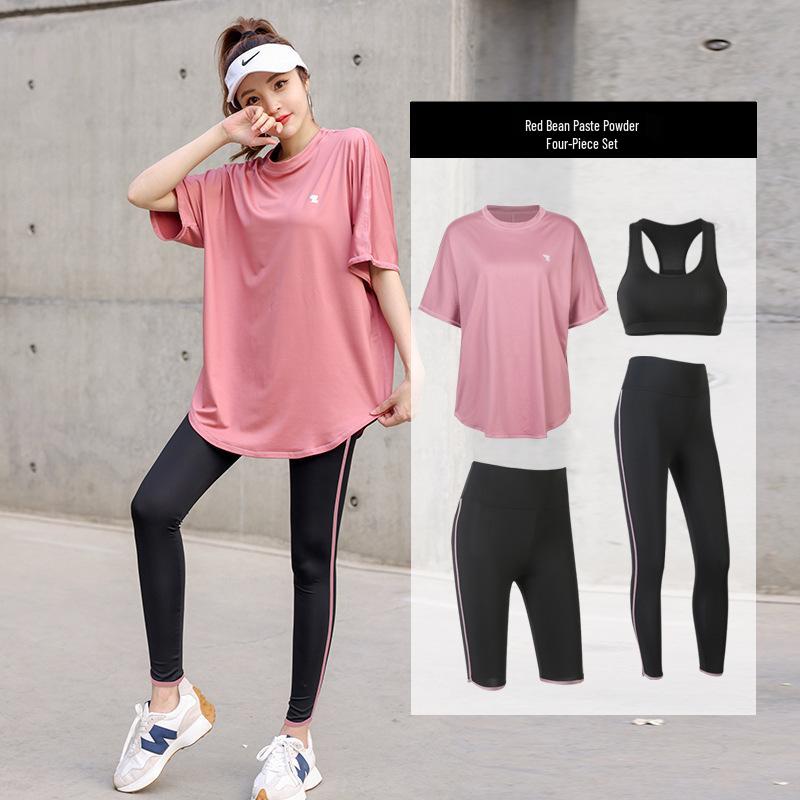 Women's Plus Size Yoga Set: Loose Short Sleeve T-Shirt & Gym Shorts