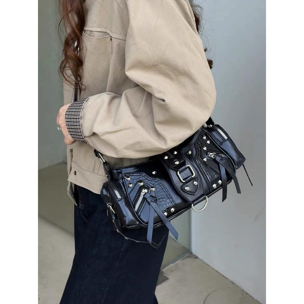 Fashion Willow Nail Locomotive PU Leather Women's Shoulder Bags Sweet Cool Babes Wind Female Handbag Casual Ladies Crossbody Bag