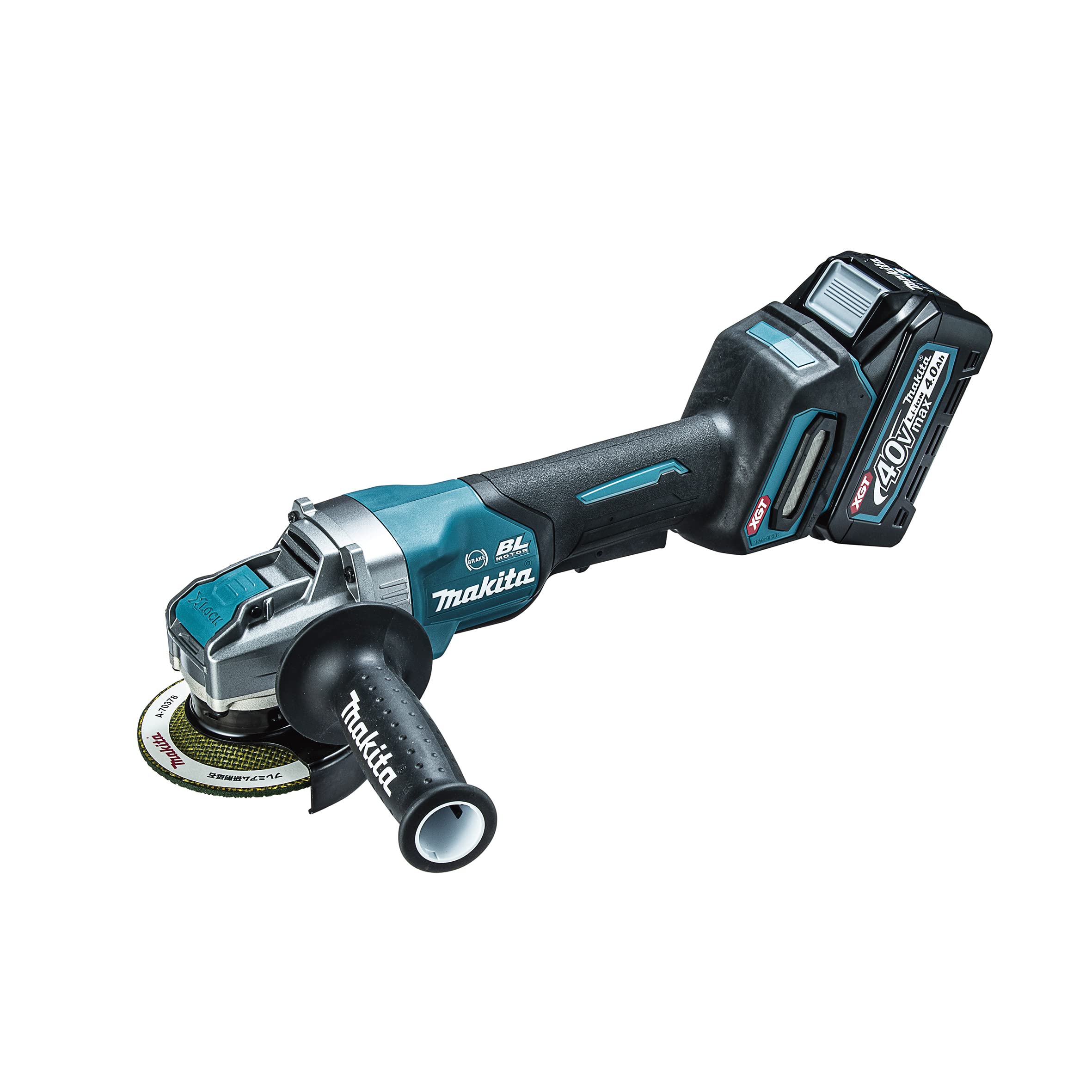 

Makita 100mm rechargeable disc grinder 40Vmax4Ah with 2 and case GA045GRMX batteries, charger,