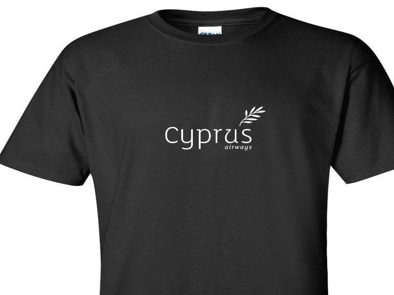 Cyprus Airways White Logo Airline Black Cotton T-Shirt M