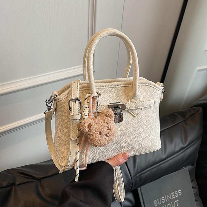 

Spring fashion handbag small bag women s new lychee pattern bag simple shoulder crossbody shell bag білий