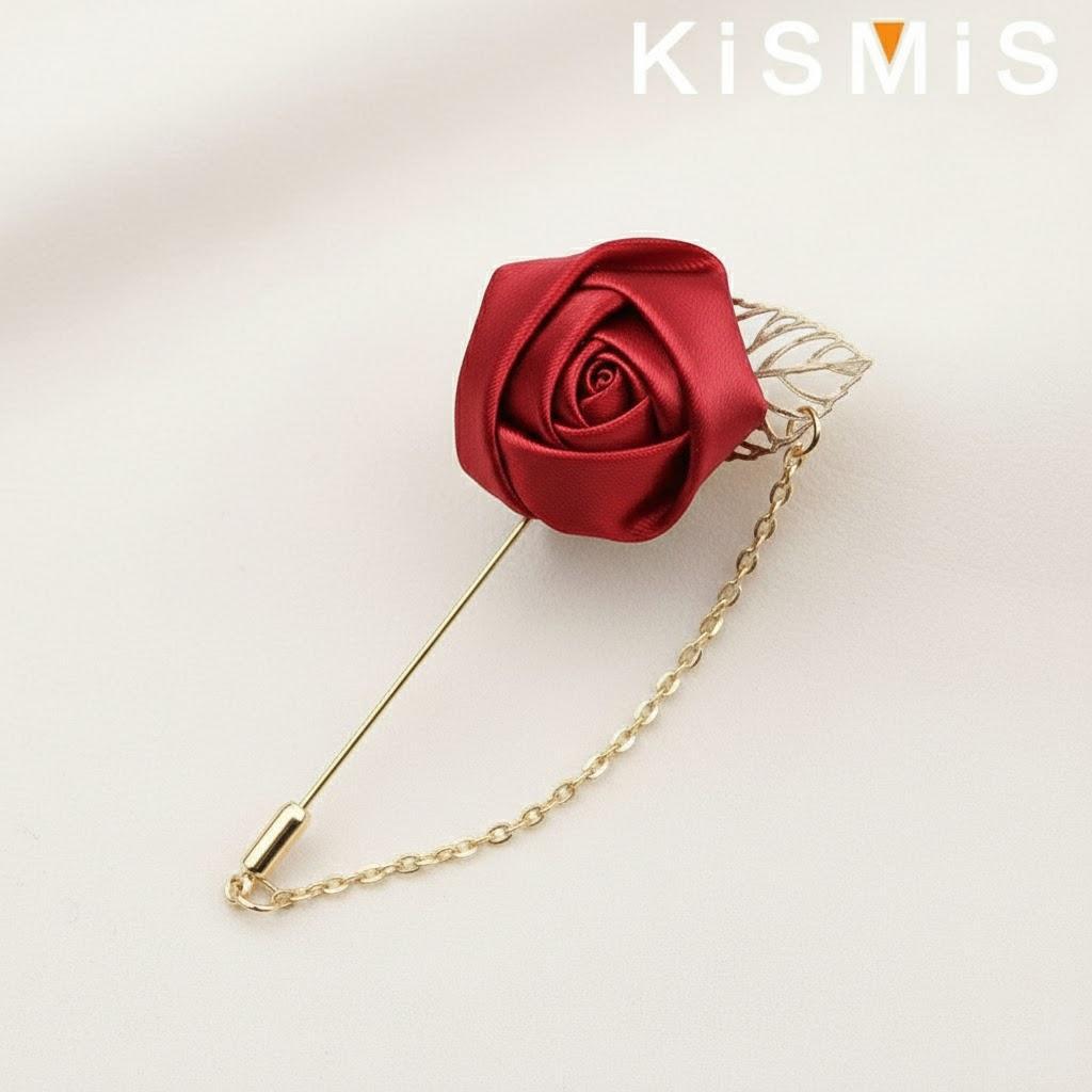 

Men s Suit Rose Flower Brooch Pin Canvas Fabric Ribbon Tie Brooch Fashion Accessories for Men and Women червоний