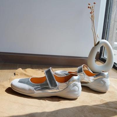 Sheepskin Version~ Fashion Sports Ballet Shoes Women's Platform Velcro Mary Jane Shoes Soft Sole Niche Casual Single Shoes