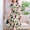 New Mother Summer Cotton and Silk Dress Middle-aged Women's Clothing Foreign Style Large Size Middle-aged and Elderly Floral Temperament Skirt