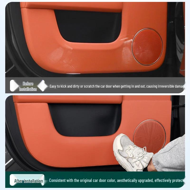 L9 Leather Car Door Kick Mats: Scratch Protection & Decorative Interior Panel Accessory