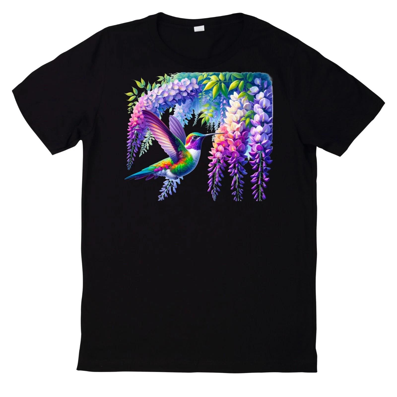 T-Shirt Buntes Kolibri mit Blumen Motiv XXXXL