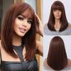 European and American Fashion Bob Wig, Golden Brown Short Straight High-Temperature Fiber Hairpiece