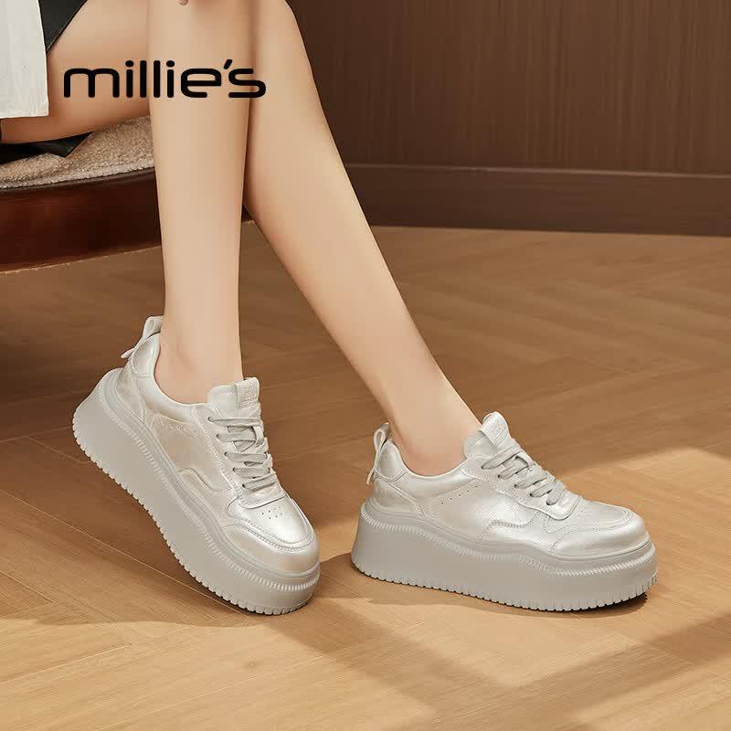 Millies Women s Platform Casual White Sneakers 38