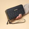 New Double Zipper Ladies' Long Wallet Fashion Rhombic Large-capacity Mobile Phone Bag Multi-card Wrist Bag Tide