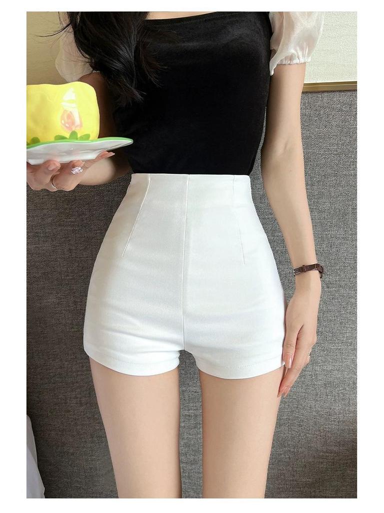 2024 Women's Black High-Waist A-Line Shorts - Spring/Summer/Autumn Collection