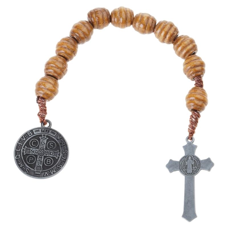 Benedict Medals Crucifix Rosary Comfortable Handling Portable Size Religious Wrist Accessories for Spiritual Devotion