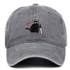 Unisex Black Cat Embroidered Washed Baseball Cap - Outdoor Summer Sun Hat, Hip Hop Style