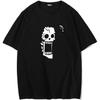 Anime and Manga Peripheral Partners with The Same Skeleton Image Short-Sleeved Fun Print Loose T-Shirts, Suitable for S-3XL Black M