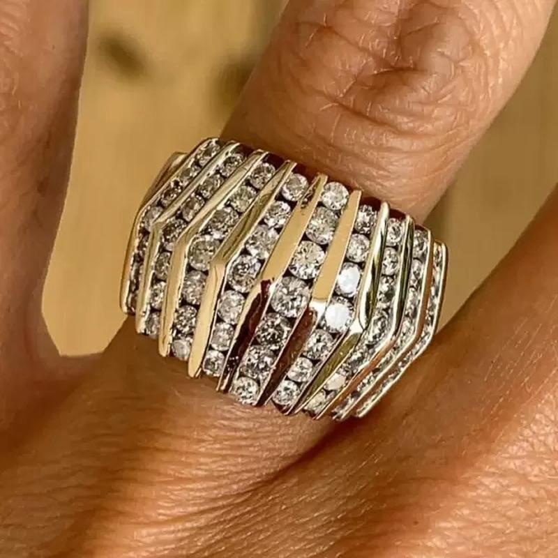 

Huitan Women Rings Full Paved Sparkling Cubic Zirconia Modern Fashion Design Wedding Daily Party Luxury Trendy Female Zircon 6